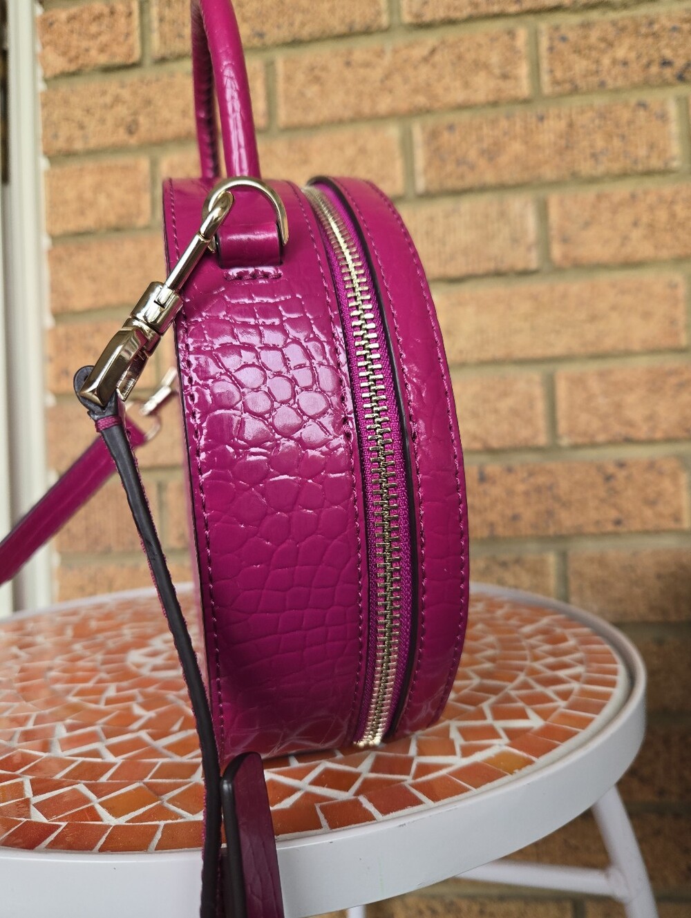 Kate Spade Andi Croc Embossed Canteen Crossbody Bag Berry Pink Magenta 💗 - Picture 5 of 16